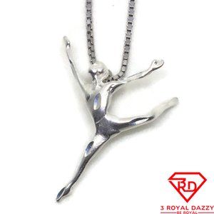 Ballerina Charm 3D Pendant 925 Sterling Silver